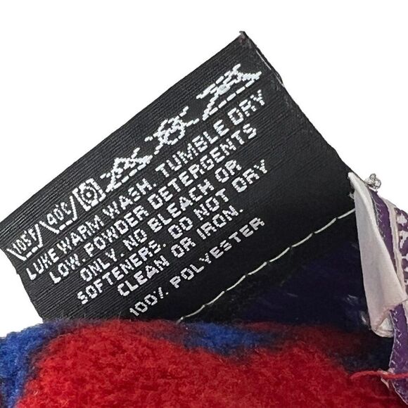 90s Vtg Purple Mountain Polartec Red Fleece Southwestern Design Crewneck Top M - Picture 5 of 10